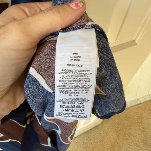 Boden Blue and Brown Long Sleeve Sundress with Bishop Sleeves - Picture 5 of 6